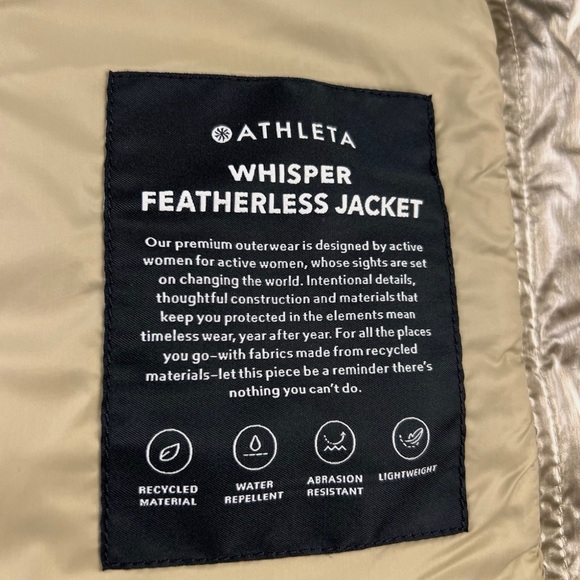 Athleta Whisper Featherless Metallic Oversized Jacket in Gold - Picture 2 of 5